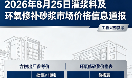 光山2026年8月25日灌浆料及环氧修补砂浆市场价格信息通报